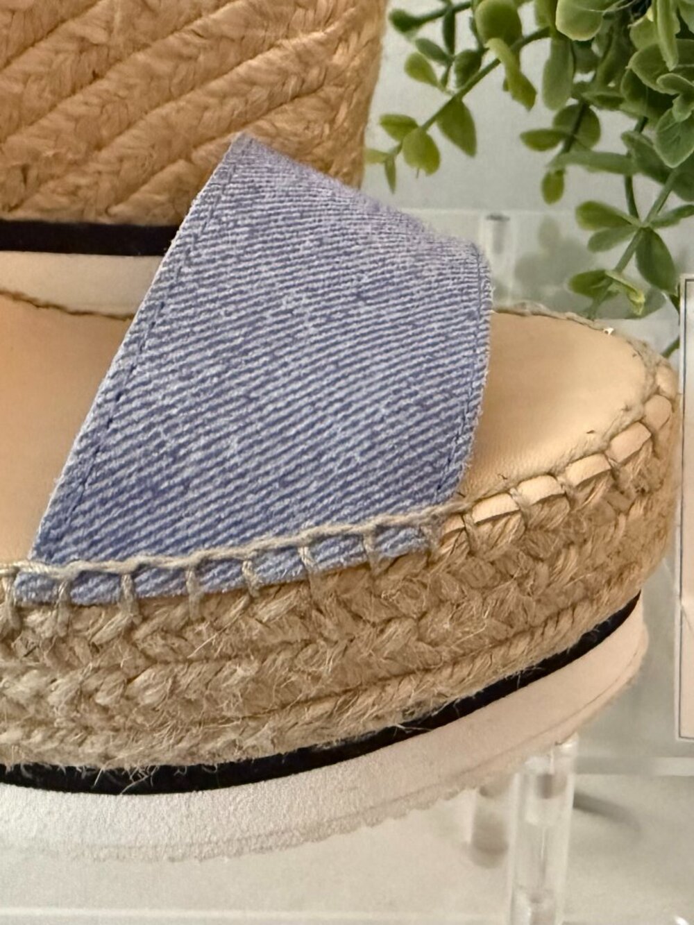 See by Chloé Denim Leather Espadrille Platform Wedge Sandals 37 - Picture 10 of 10